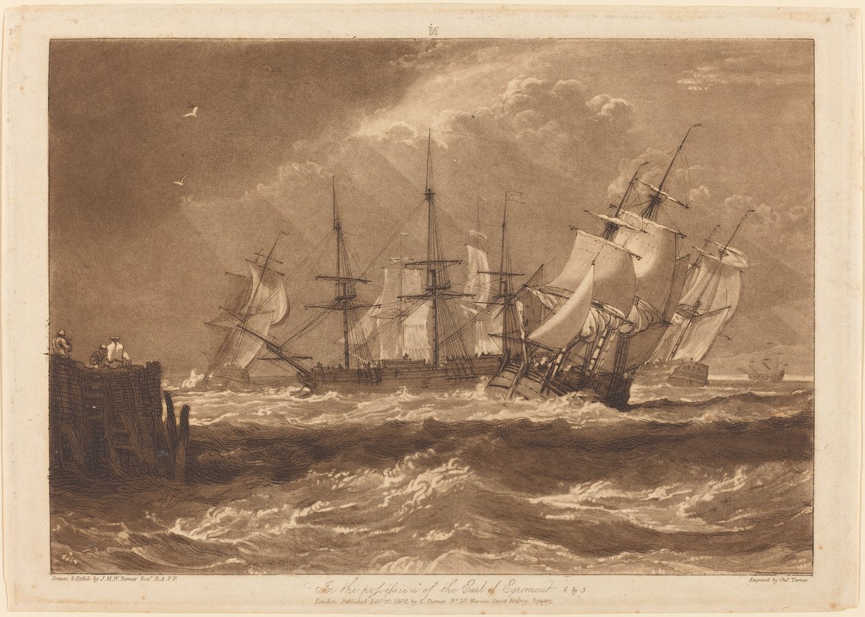 Lodě ve vánku od Joseph Mallord William Turner and Charles Turner