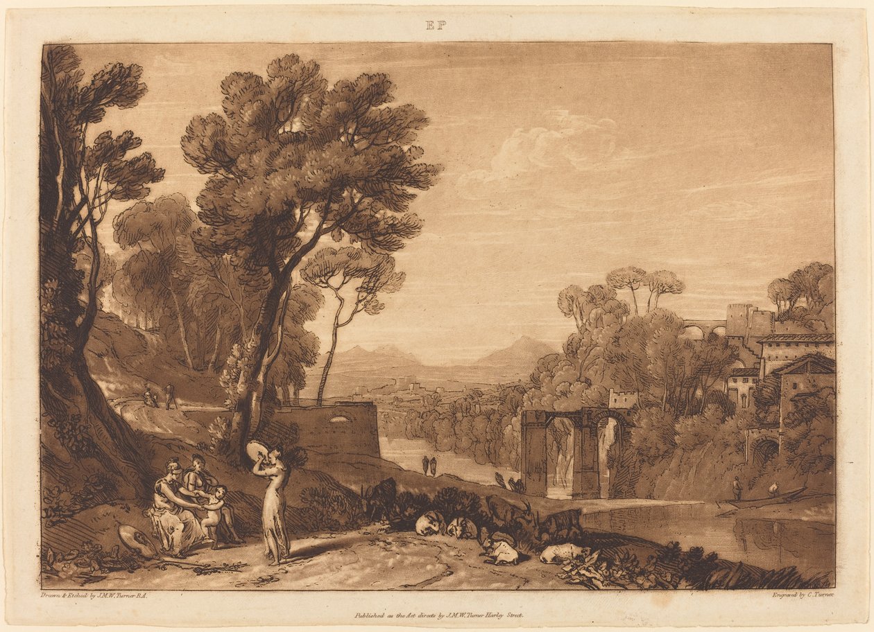 Žena a tamburína od Joseph Mallord William Turner and Charles Turner
