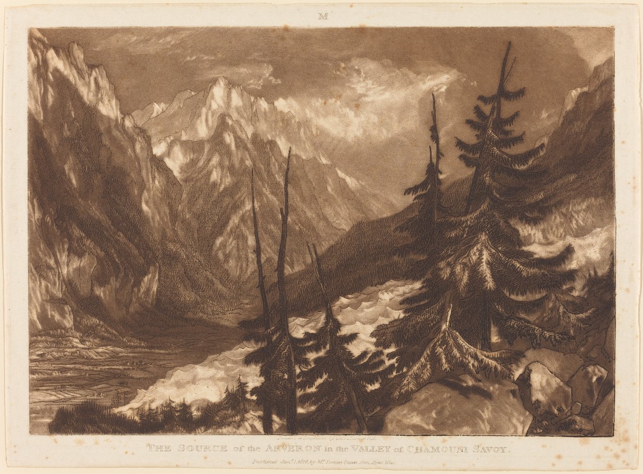 Zdroj Arveronu od Joseph Mallord William Turner and Henry Edward Dawe