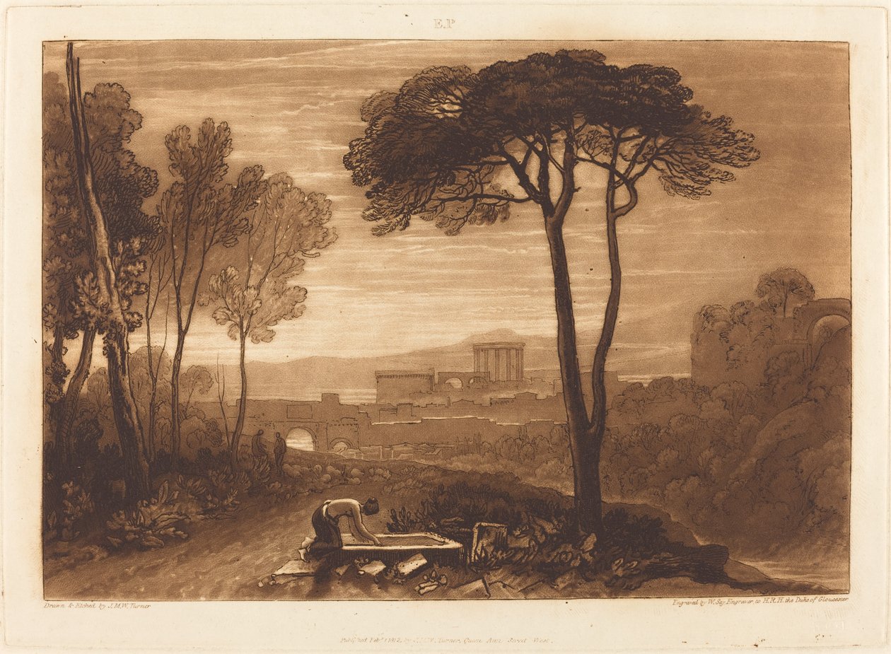 Scéna v Campagna od Joseph Mallord William Turner and William Say