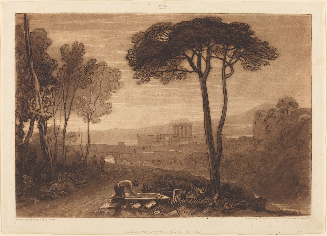 Scéna v Campagna od Joseph Mallord William Turner and William Say