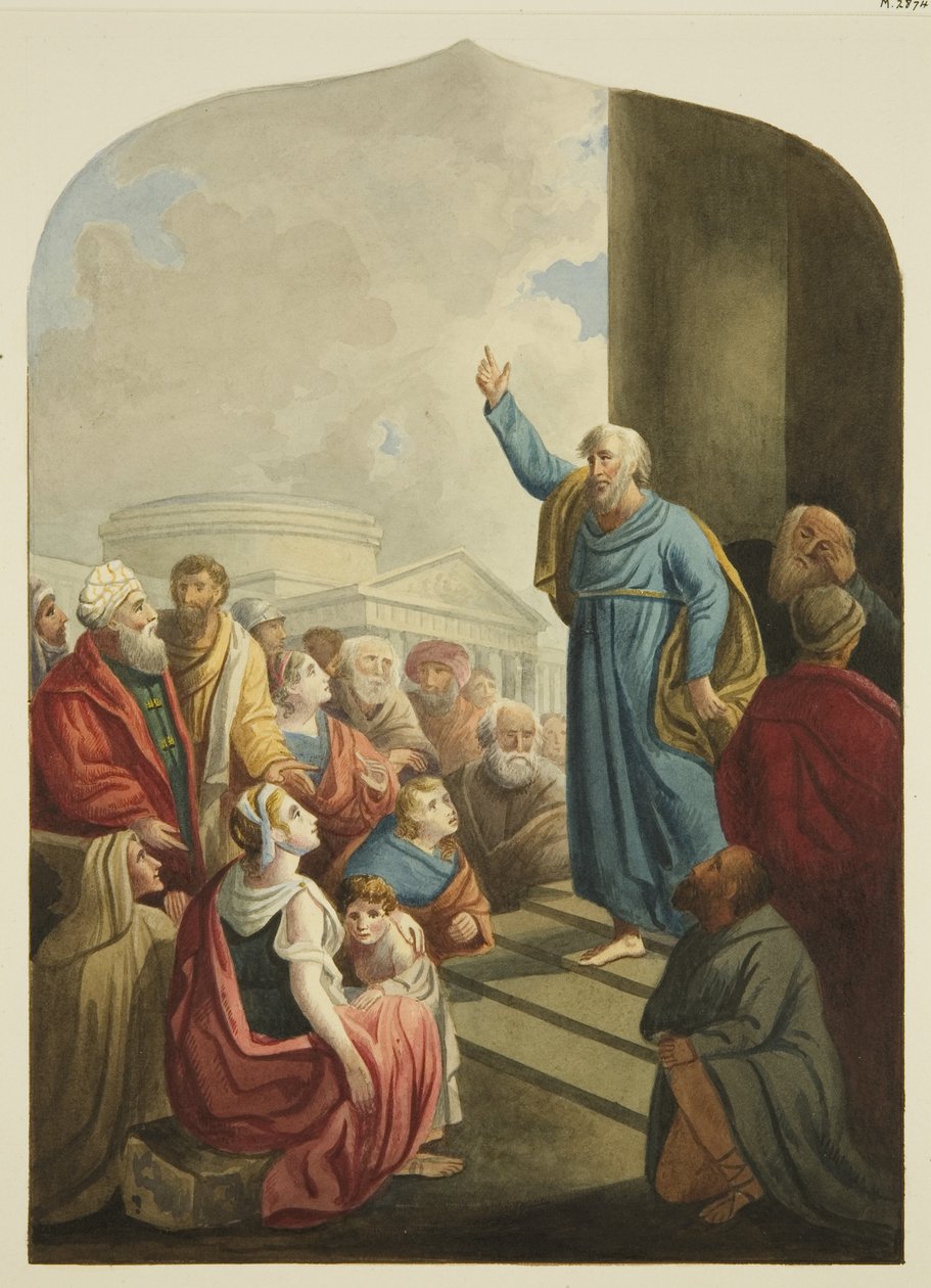 Oltářní obraz v kostele svatého Pavla (tužka a akvarel na papíře) od Joseph Manning