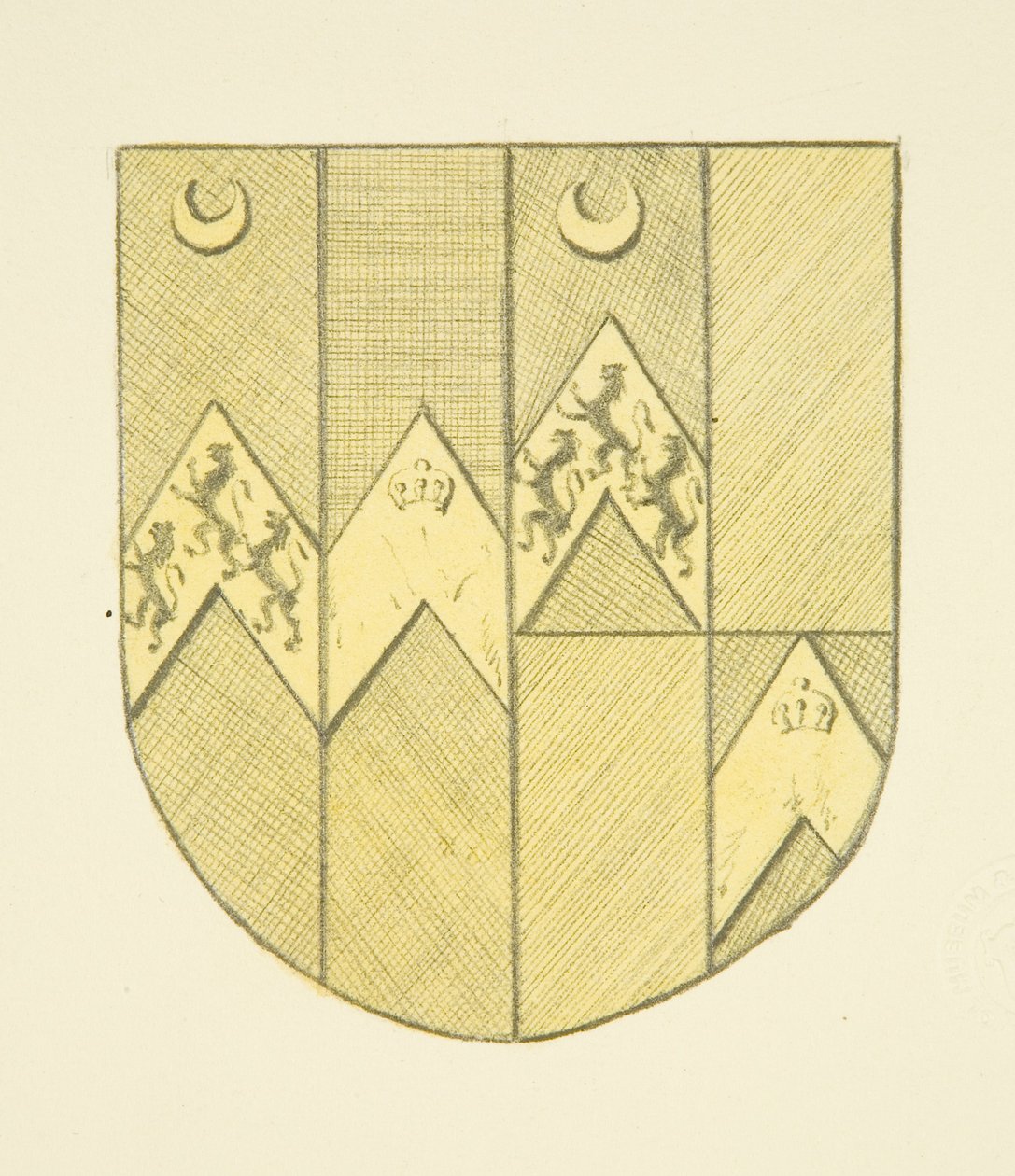 Arms of Brook(e?) na mosazném štítku v St Mary Redcliffe (akvarel na papíře) od Joseph Manning
