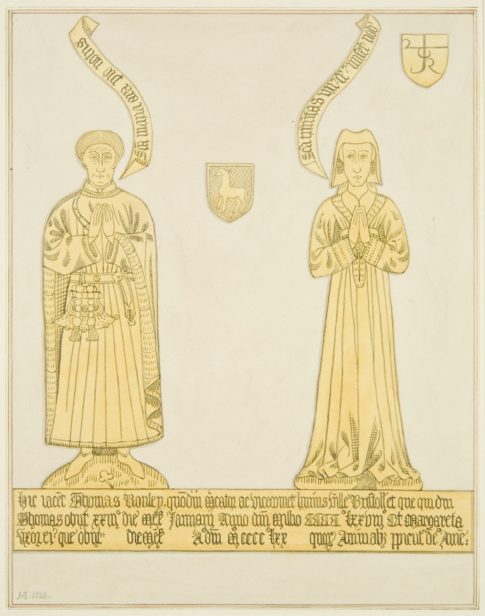 Mosaz Thomase Rowleyho a manželky ve střední uličce St John