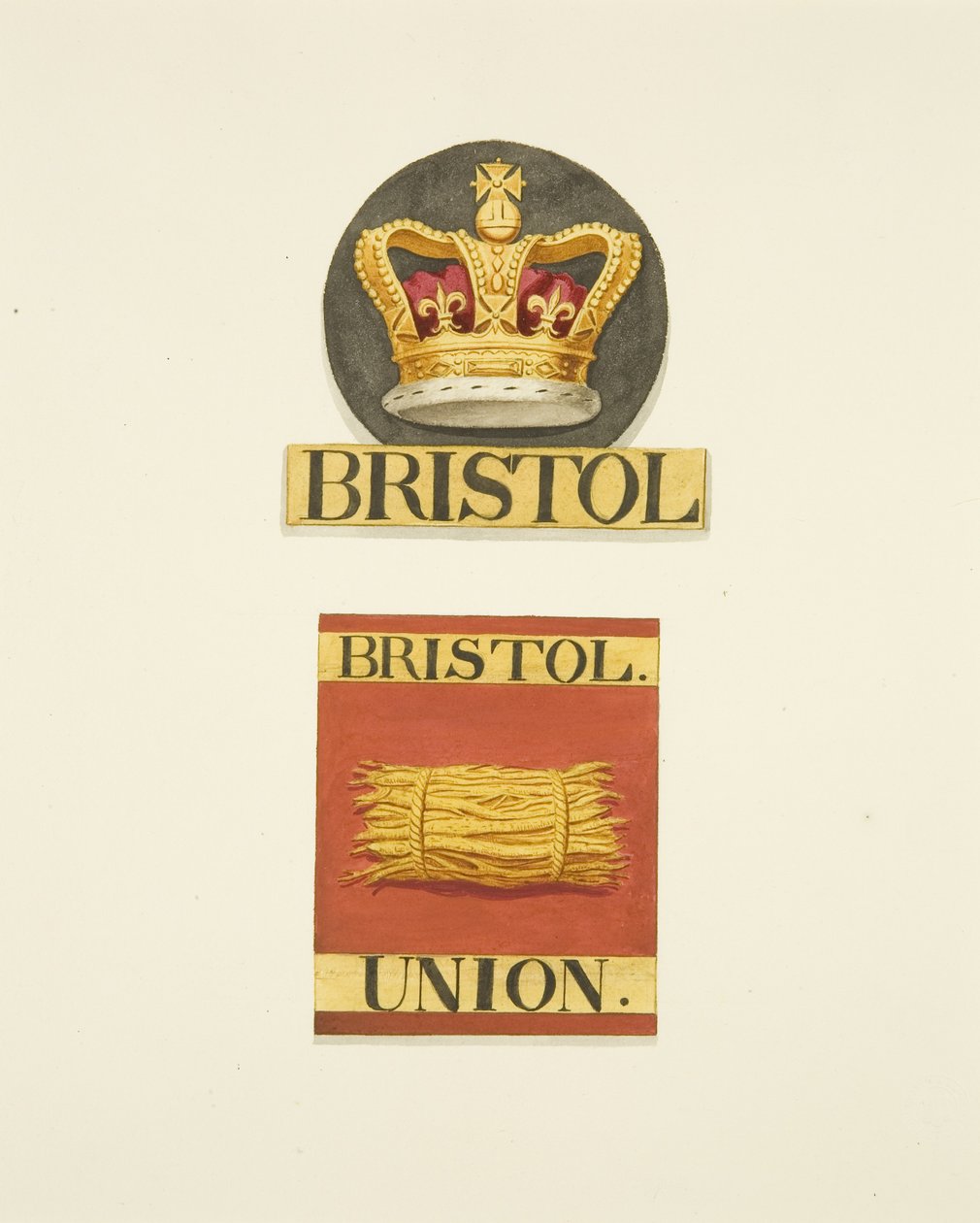 House Badges nebo Firemarks of the Bristol Crown a Bristol Union Fire Offices od Joseph Manning