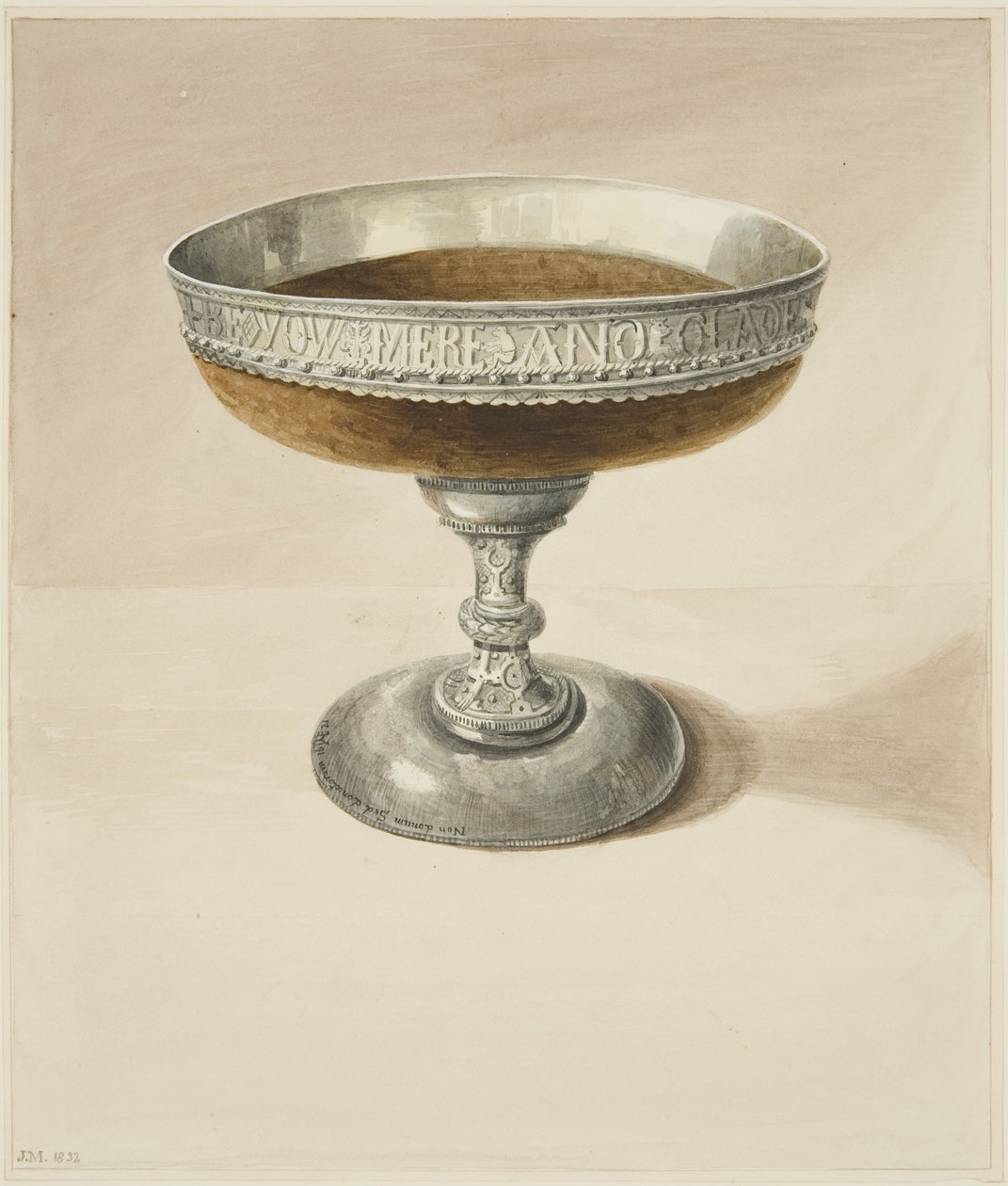 Mazer Bowl a Tazza, spojené dohromady (akvarel na papíře) od Joseph Manning