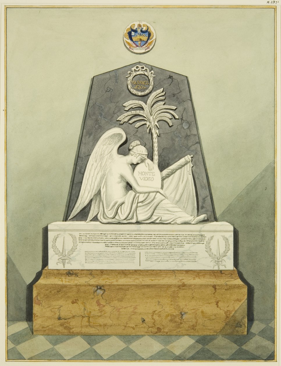 Památník v kostele svatého Pavla (tužka a akvarel na papíře) od Joseph Manning