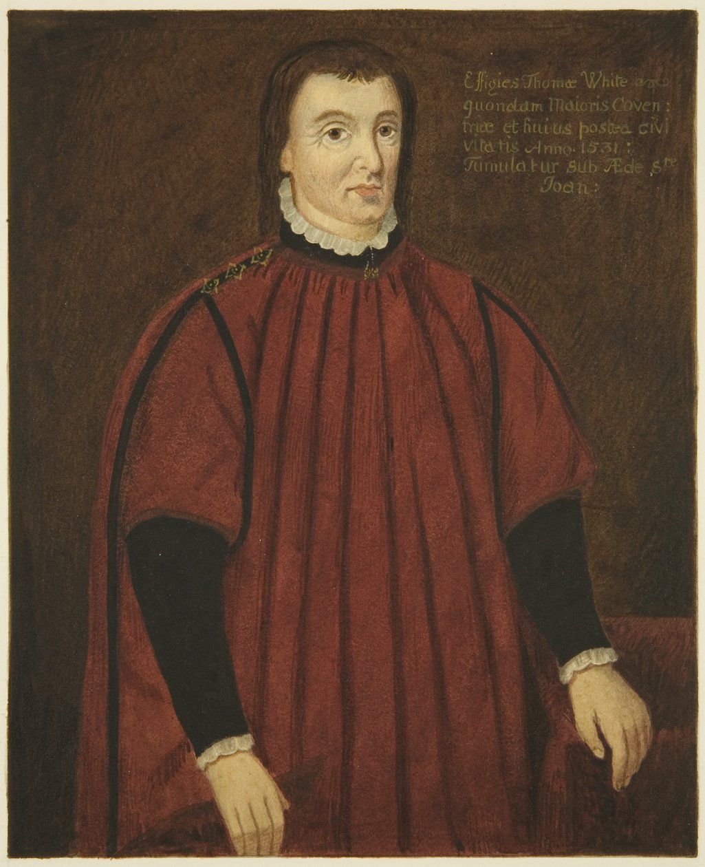 Portrét v Council House of Thomas White (tužka a akvarel na papíře) od Joseph Manning