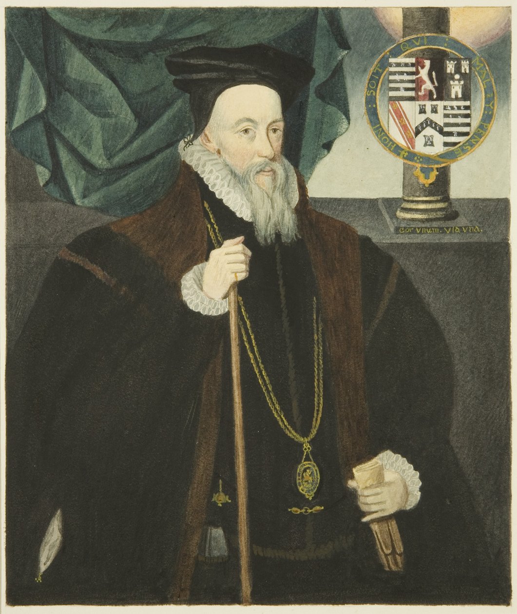 Portrét v Council House of Lord Burleigh (akvarel na papíře) od Joseph Manning
