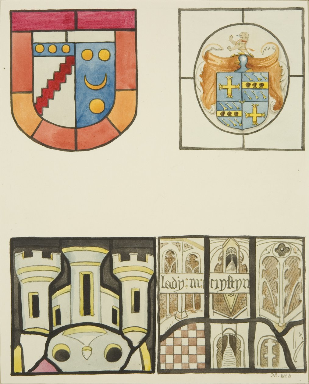 Vitráže v okně kaple tkalců v chrámovém kostele (akvarel na papíře) od Joseph Manning