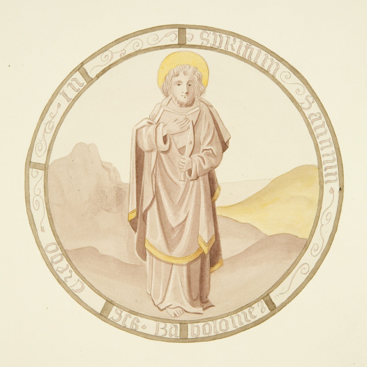 Vitráže v okně soukromé kaple Biskupského paláce: St Bartoloměj (akvarel na papíře) od Joseph Manning