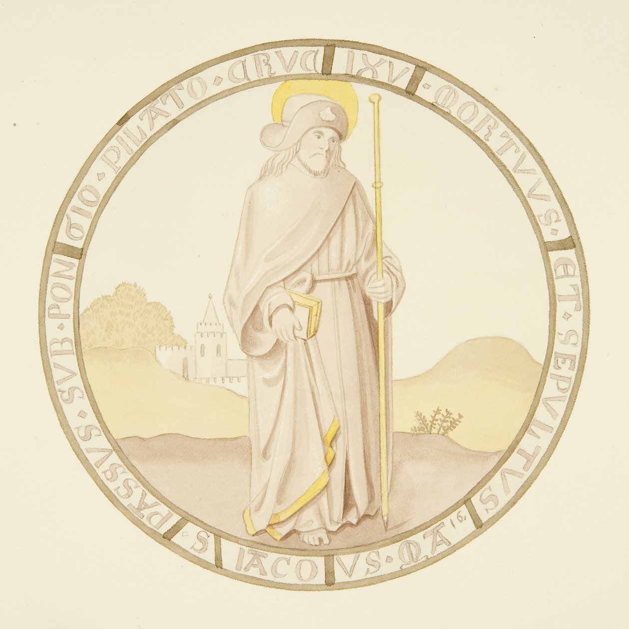 Vitráže v okně soukromé kaple Biskupského paláce: St James (akvarel na papíře) od Joseph Manning