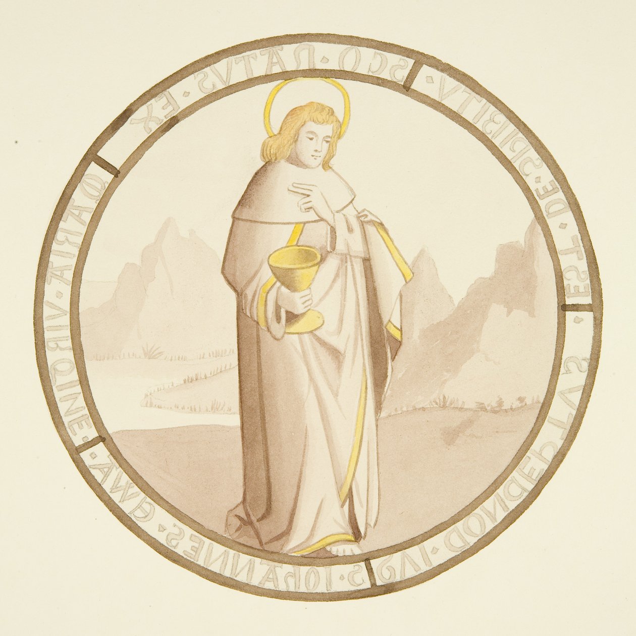Vitráže v okně soukromé kaple Biskupského paláce: St John (akvarel na papíře) od Joseph Manning