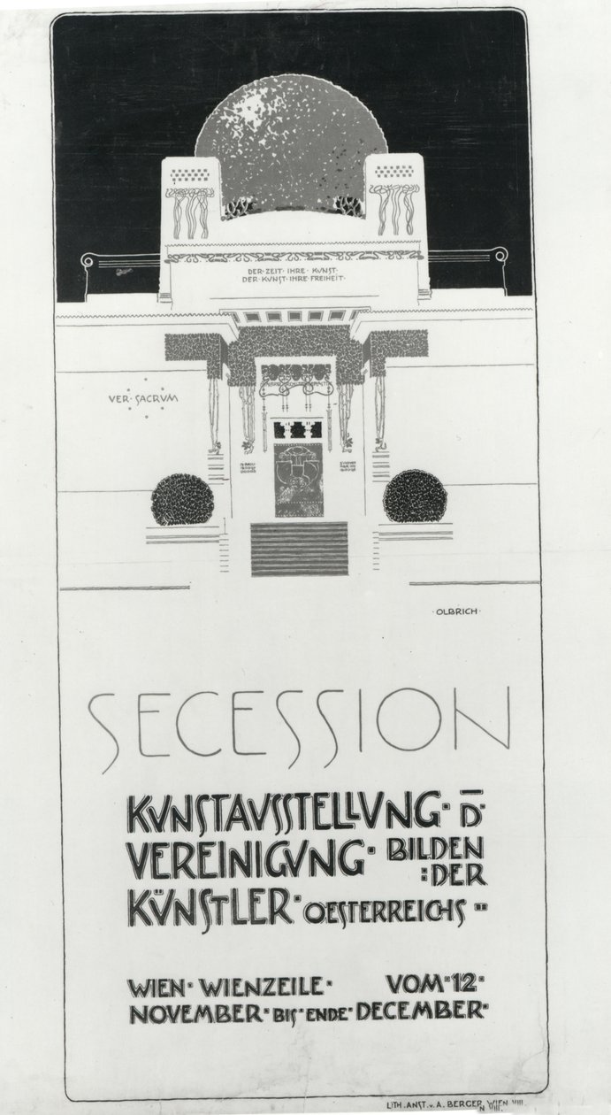 Plakátová reklama Secesní výstava rakouských umělců, 1898 (barevné lito) od Joseph Maria Olbrich