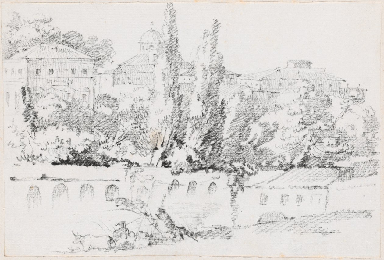 Římské hradby s Santa Maria del Popolo v dálce od Joseph Marie Vien