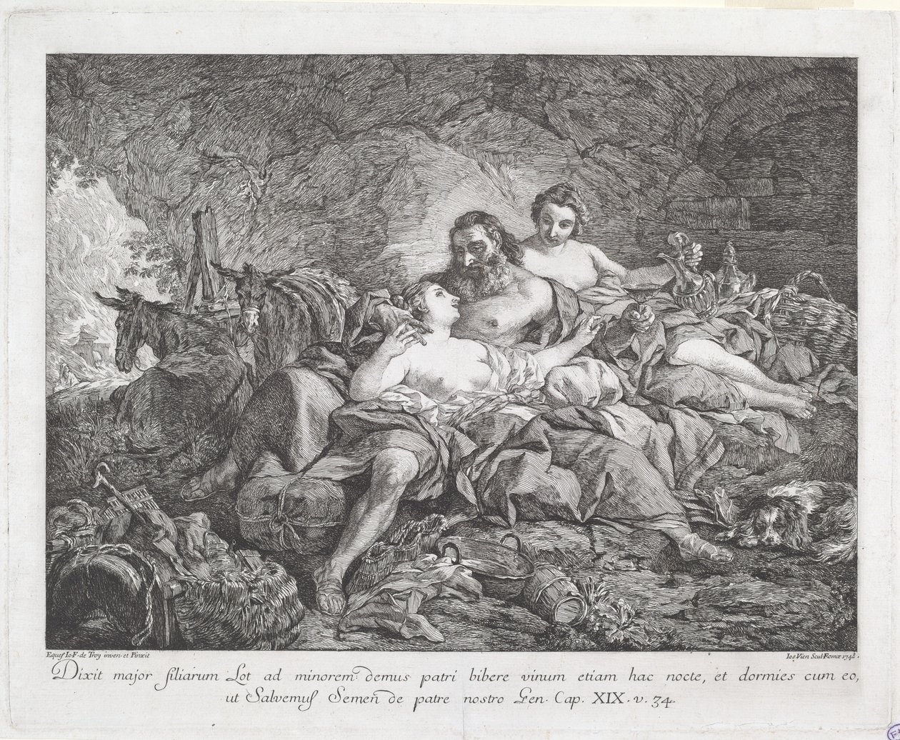 Lot a jeho dcery od Joseph Marie Vien after Jean François de Troy