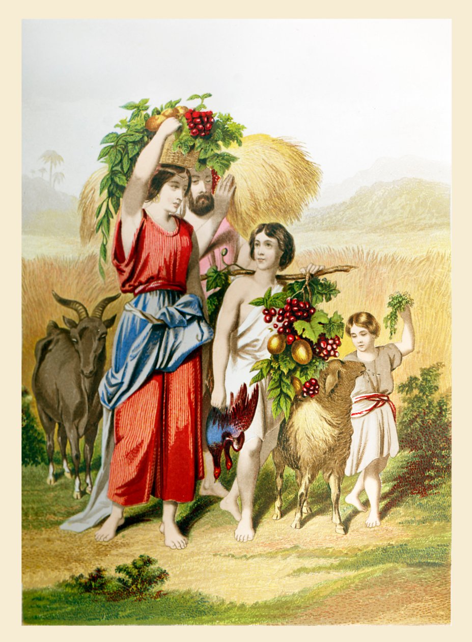 První plody. Ilustrace ke knize Exodus. 13.19 (tisk) od Joseph Martin Kronheim