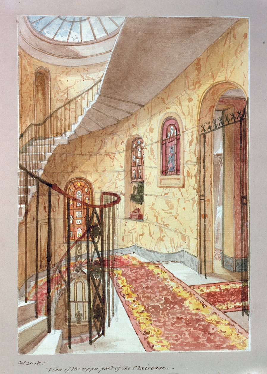 Pohled na horní část schodiště, 1825 od Joseph Michael Gandy