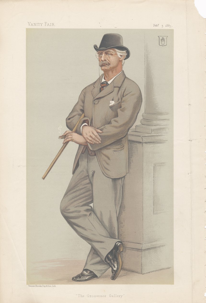 Coutts Lindsay, The Grosvenor Gallery z Vanity Fair 3. února 1883 (chromolitograf) od Joseph Middleton Jopling