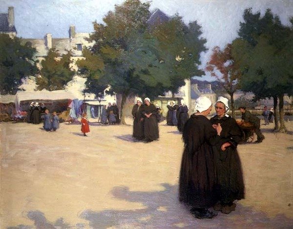 Náměstí, Bretaň (olej na plátně) od Joseph Milner Kite