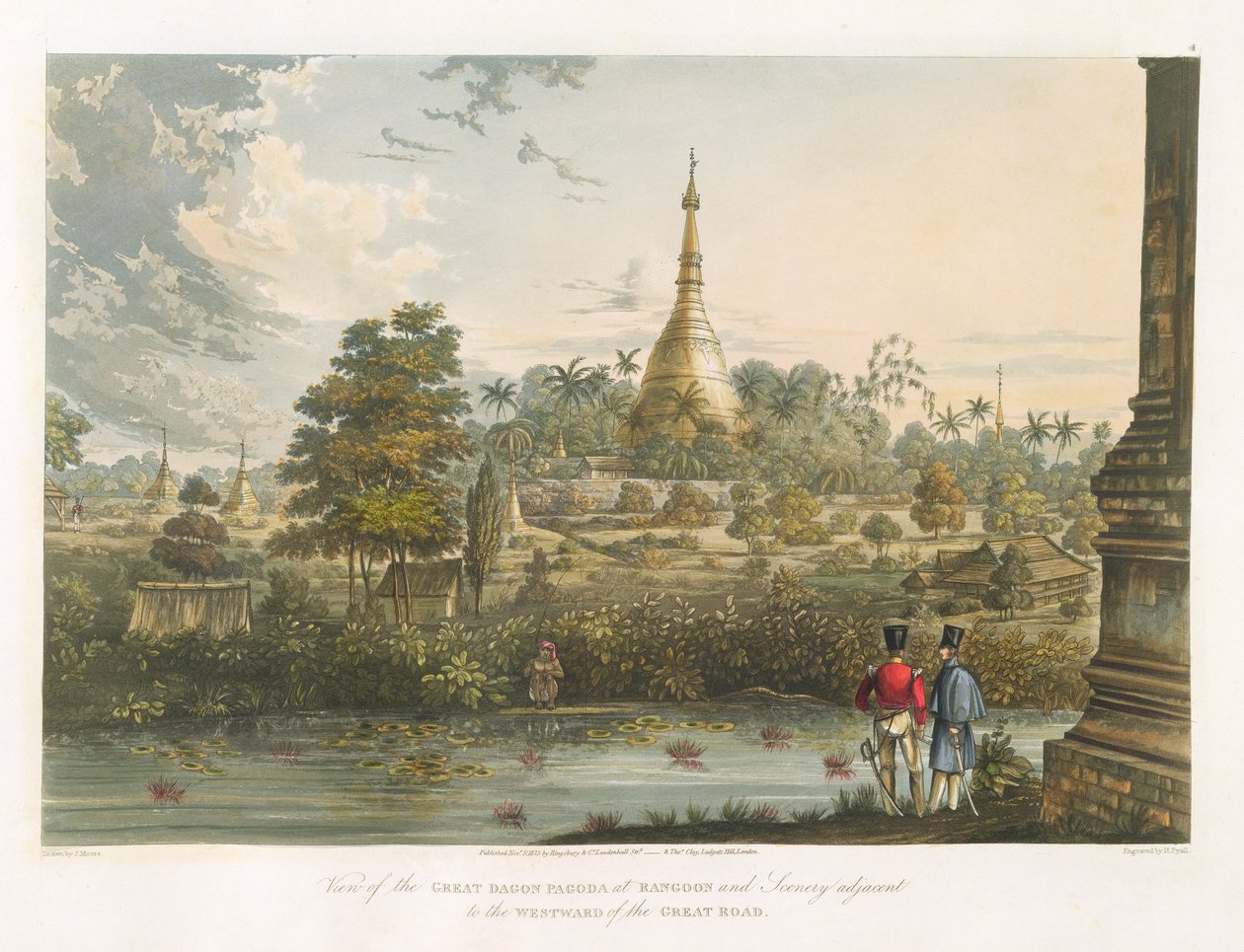 Pohled na pagodu Great Dagon v Rangúnu od západu, vyrytý Henry Pyall (1795-1833) 1825-26 od Joseph Moore