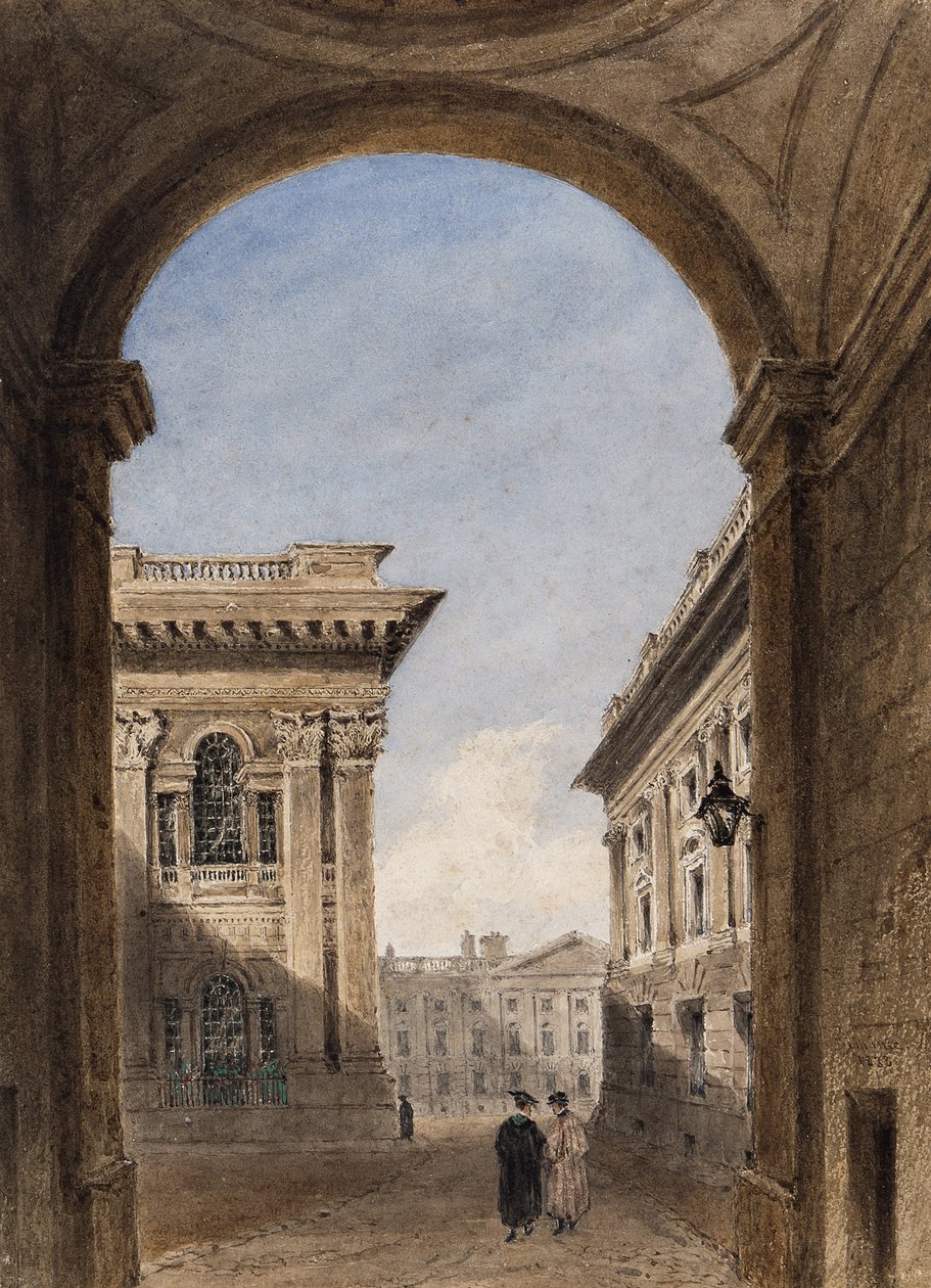 Canterbury Gate a Christ Church Quad, Oxford, 1833 (wc na papíře) od Joseph Murray Ince