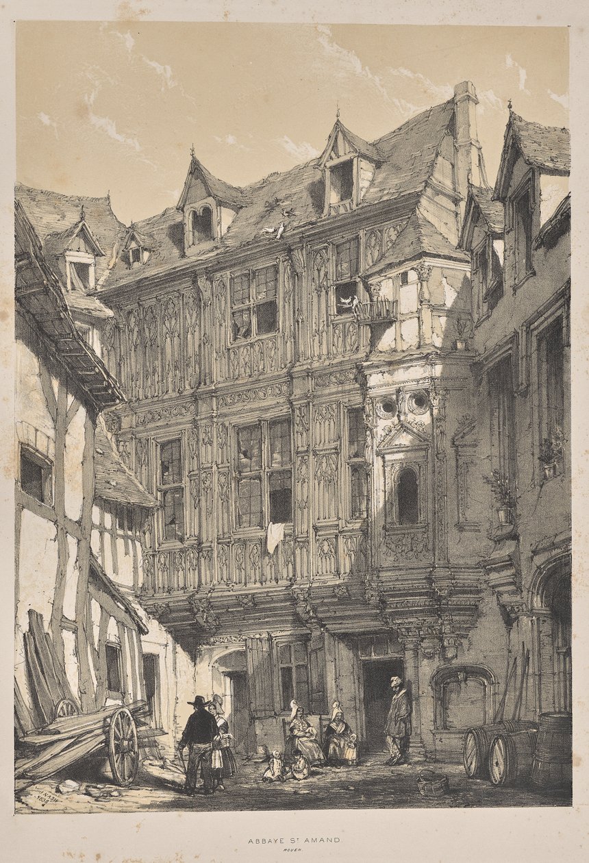 Architektura středověku: Abbaye St. Amand, Rouen od Joseph Nash