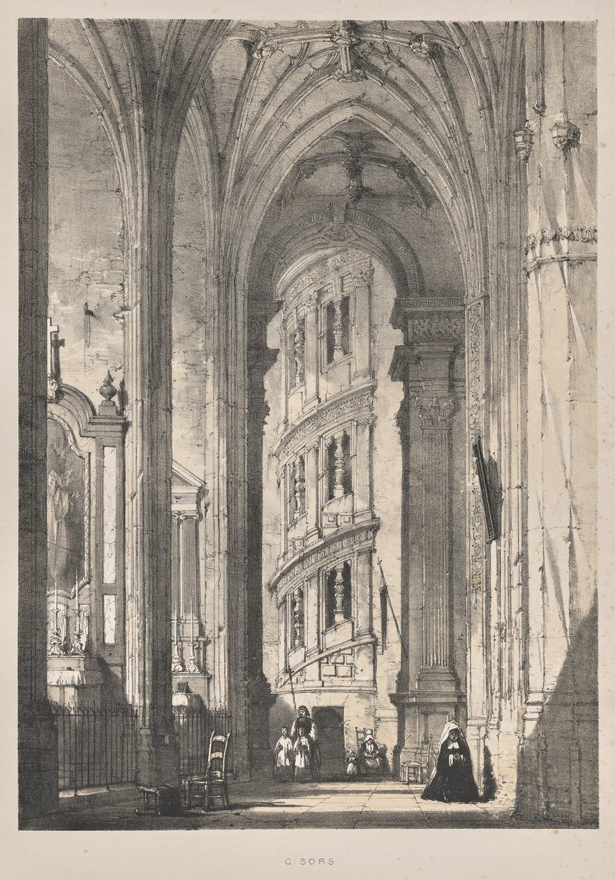 Architektura středověku: kostel sv. Gisors, interiér od Joseph Nash