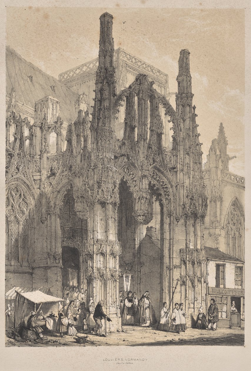 Architektura středověku: Louviers, Normandie, South Porch od Joseph Nash