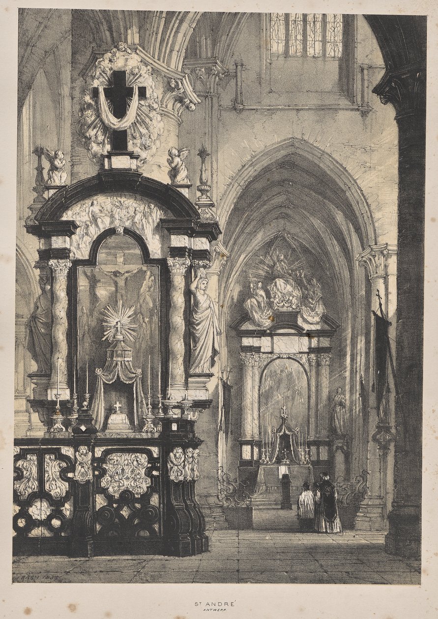 Architektura středověku: St. Andre, Antverpy od Joseph Nash