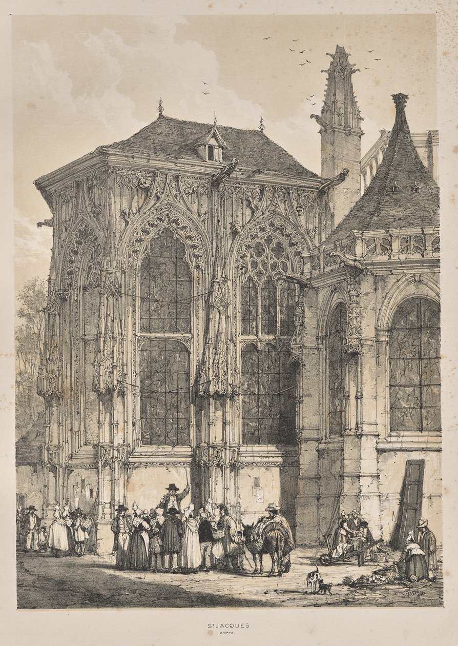 Architektura středověku: St. Jacques, Dieppe, East End, Exteriér od Joseph Nash