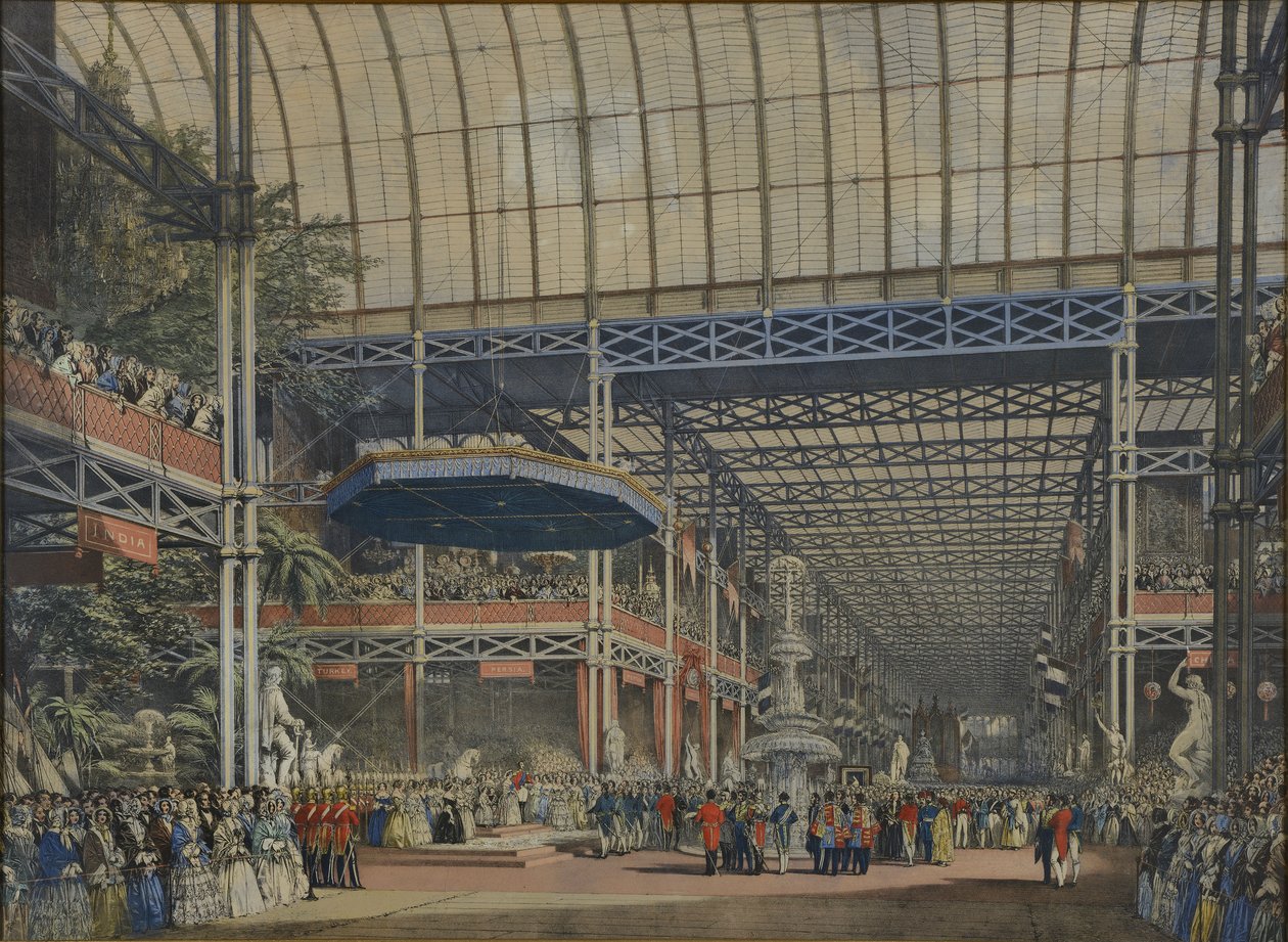Z „Dickinsonových obsáhlých obrázků z Velké výstavy z roku 1851“, zveřejněné v roce 1854 Inaugurace, 1. května 1851 od Joseph Nash