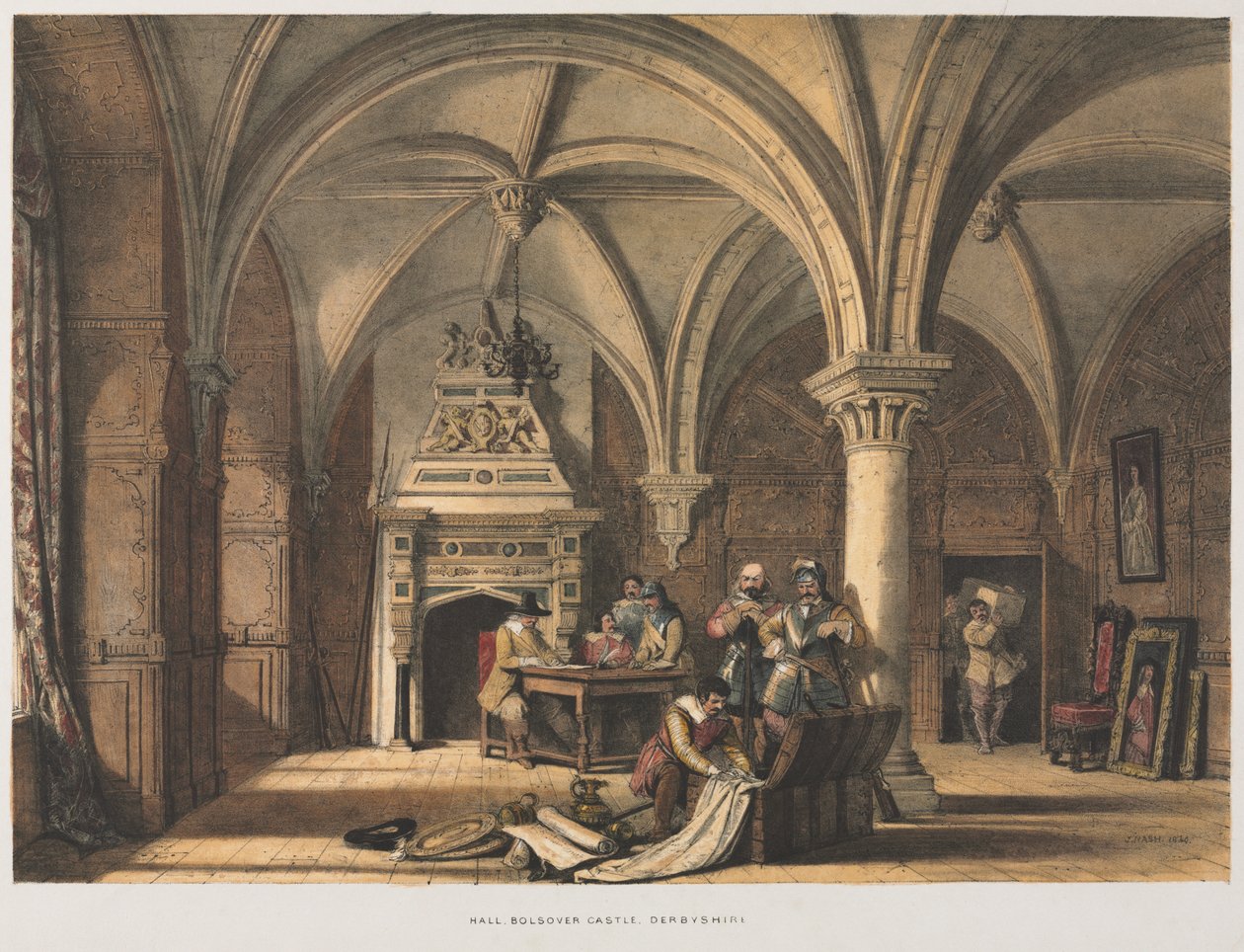 Hall, Bolsover Castle, Derbyshire od Joseph Nash