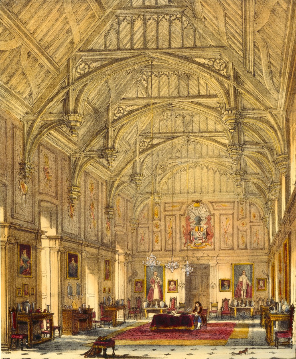 The Grand Hall, Biddington, Surrey, 1600, z „Architecture of the Middle Ages“, 1838 od Joseph Nash