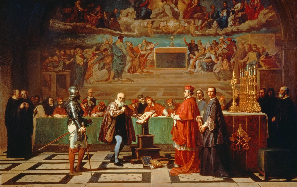 Galileo Galilei (1564-1642) před členy Svatého úřadu ve Vatikánu v roce 1633, 1847 od Joseph Nicolas Robert Fleury