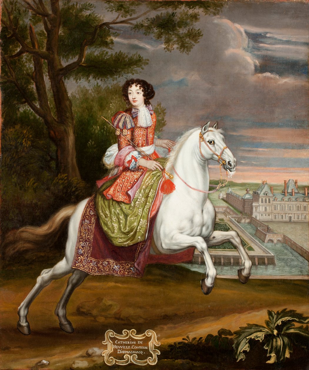 Jezdecký portrét Catherine de Neufville de Villeroy, hraběnka z Armagnac 1639-1707, 70. léta 17. století. od Joseph Parrocel