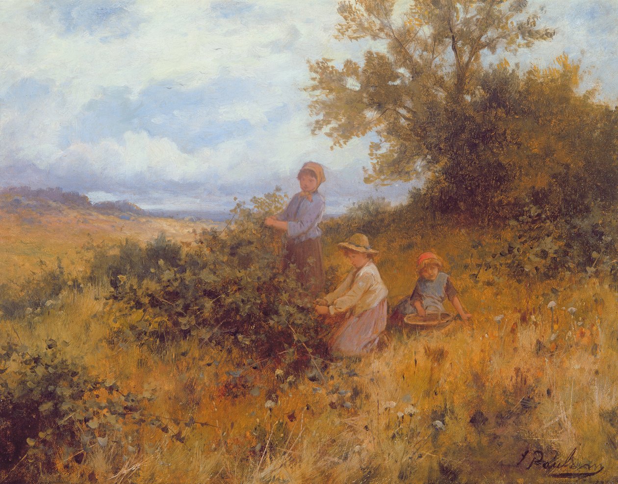 Blackberry Picking, cca 1870 (olej na plátně) od Joseph Paulman
