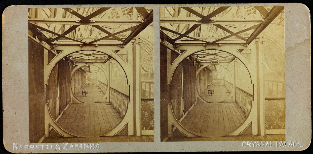 Teleskopická galerie, Crystal Palace; Stereoskopická fotografie od Joseph Paxton