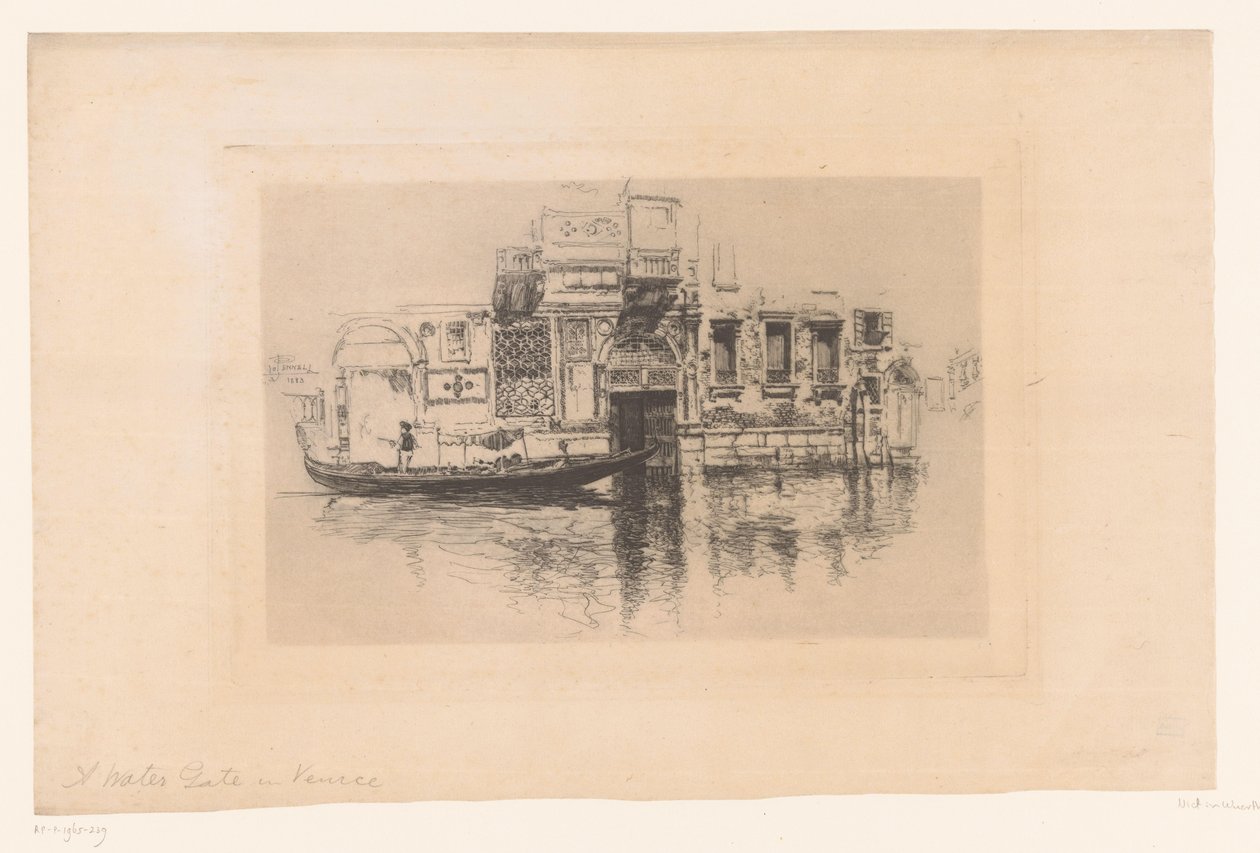 Gondola na kanálu Vodní brána v Benátkách (název na objektu) od Joseph Pennell (signed by artist)