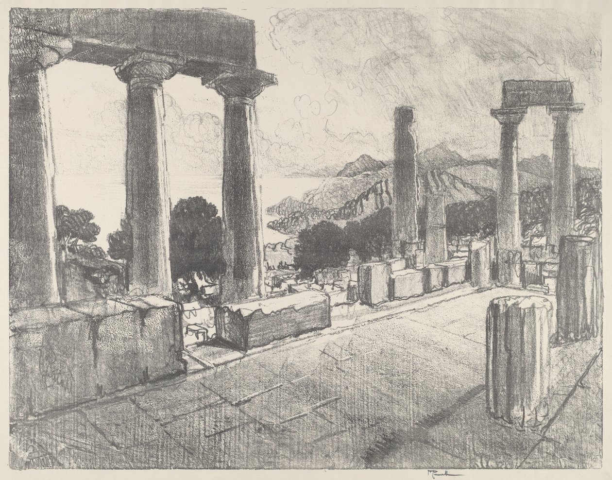 Aegina, Černý les od Joseph Pennell