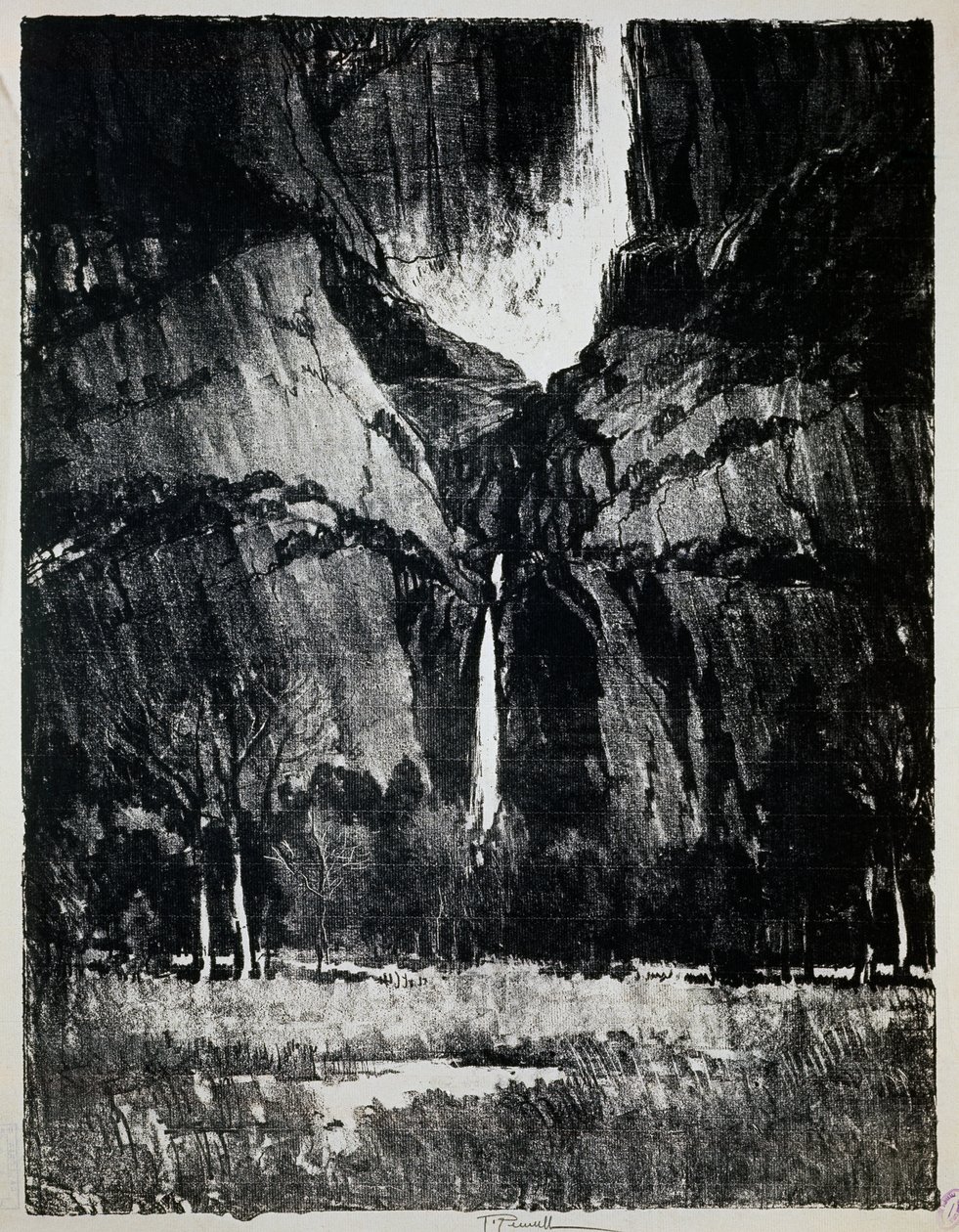 Na úpatí vodopádu, od Josepha Pennella (1857-1926), rytina od Joseph Pennell