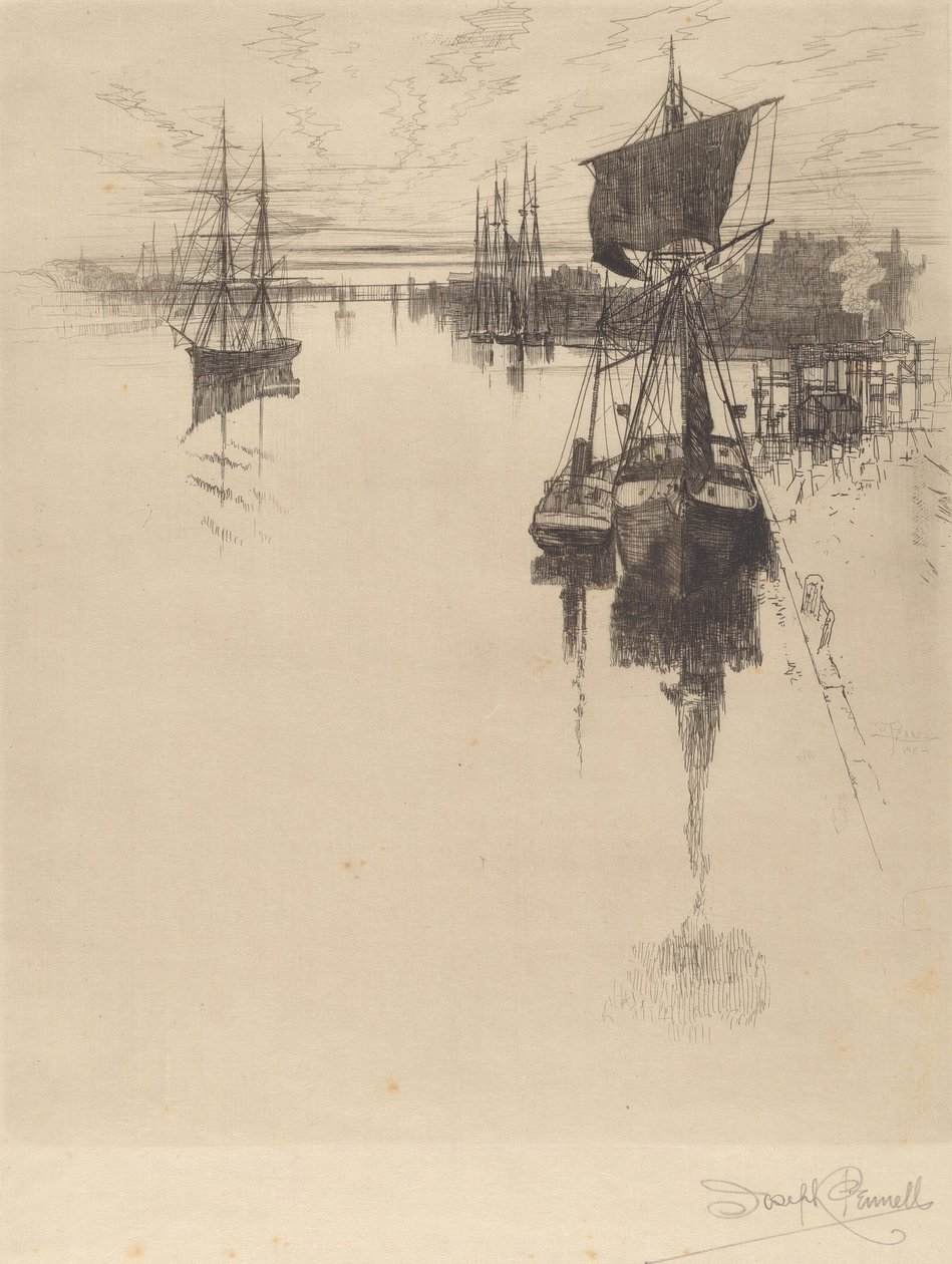 Pod mostem Chestnut St. Bridge, Philadelphia, 1884. od Joseph Pennell