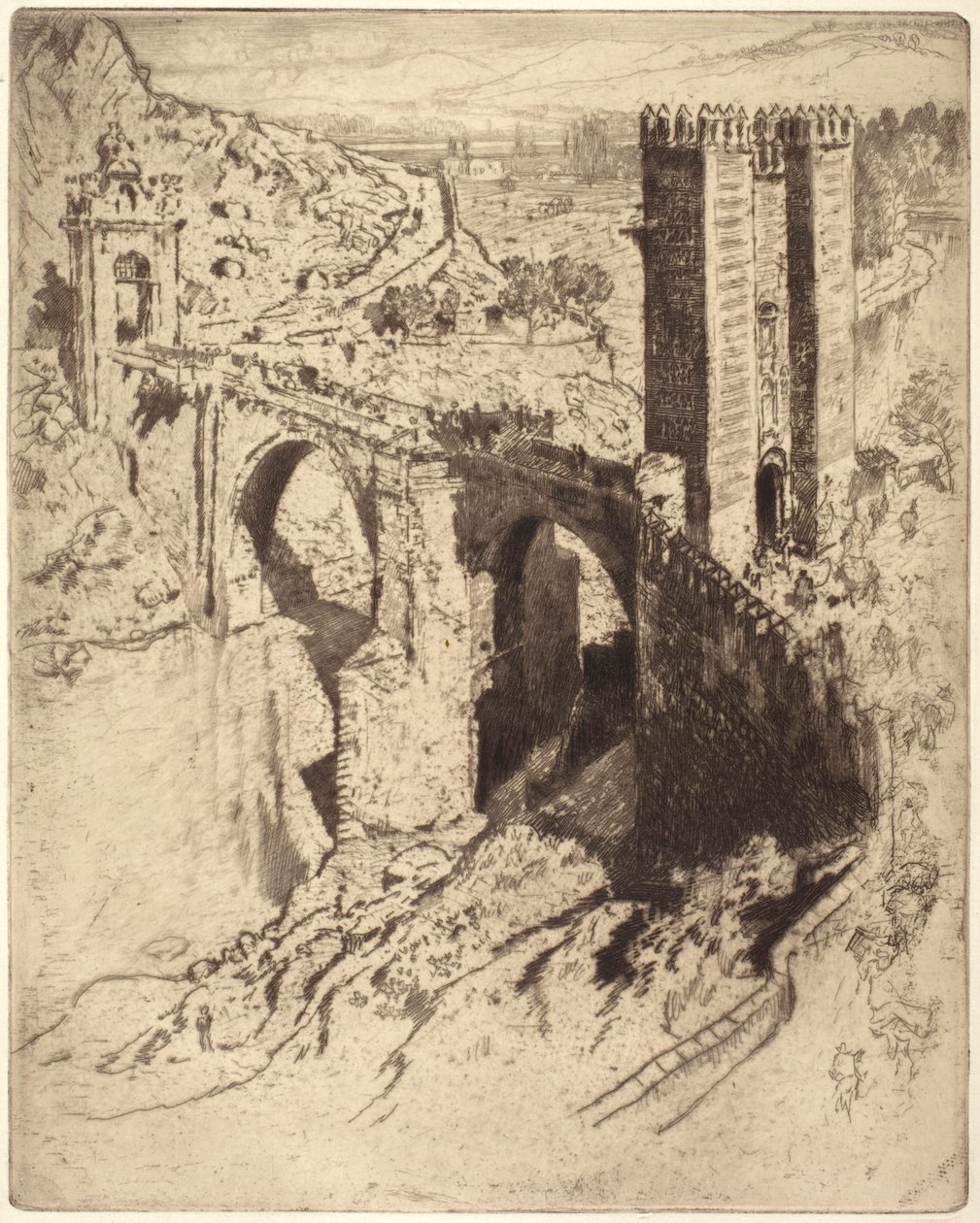 Most v Alcántaře od Joseph Pennell