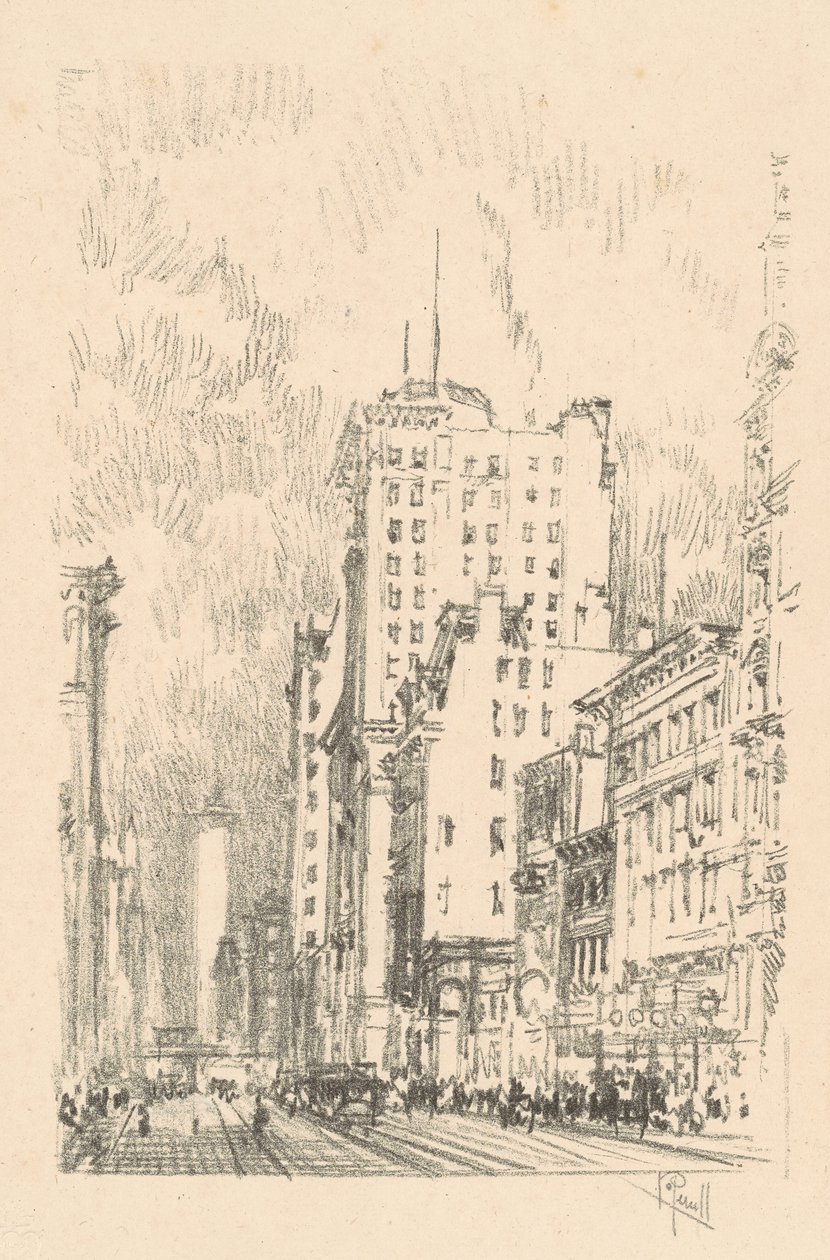 Broadway, Nad Dvacátou třetí ulicí od Joseph Pennell