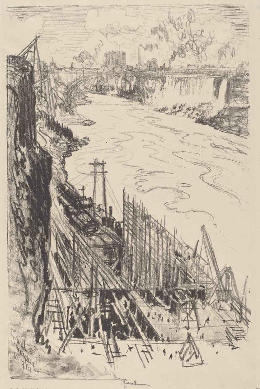 Budování energetického domu, 1910. od Joseph Pennell