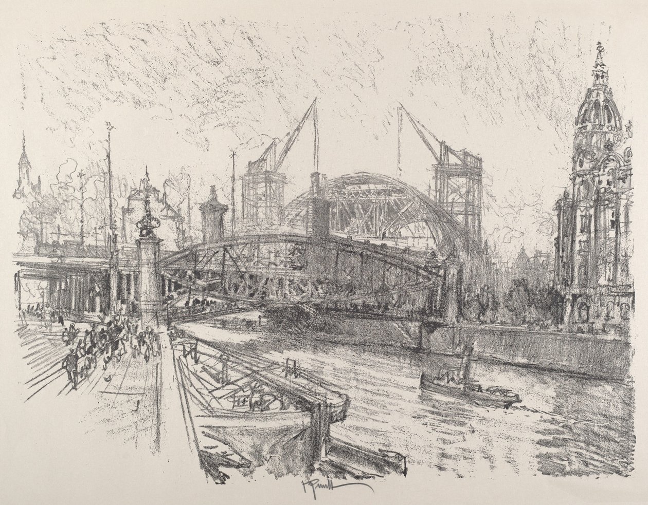Stavba nádraží Friedrichstrasse, 1921. od Joseph Pennell