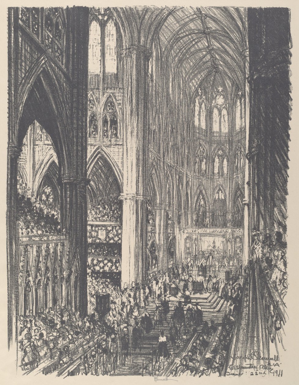 Korunovace krále Jiřího V. a královny Marie ve Westminsterském opatství, 1911. od Joseph Pennell