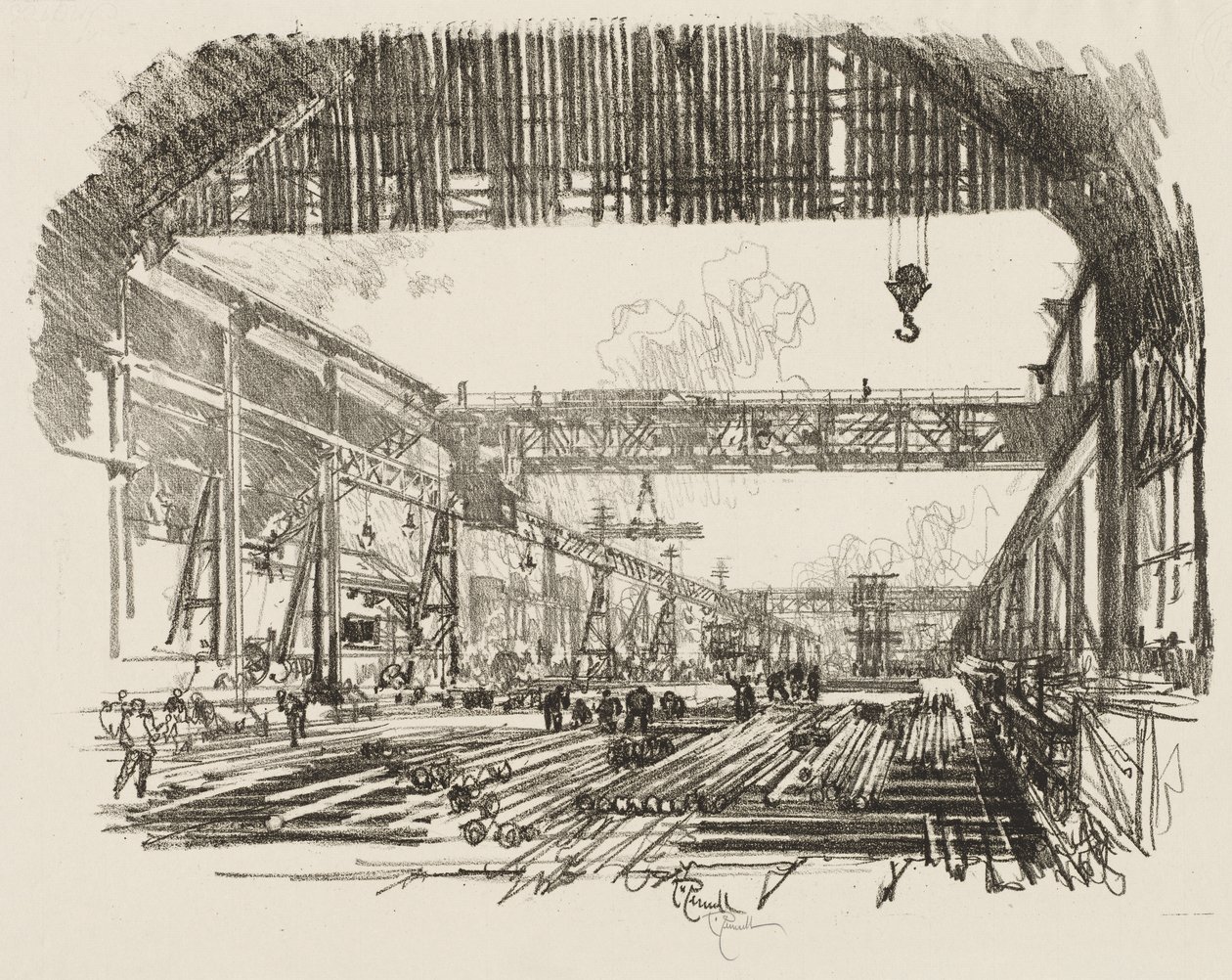 English War Work: Steel Bars for Shells od Joseph Pennell