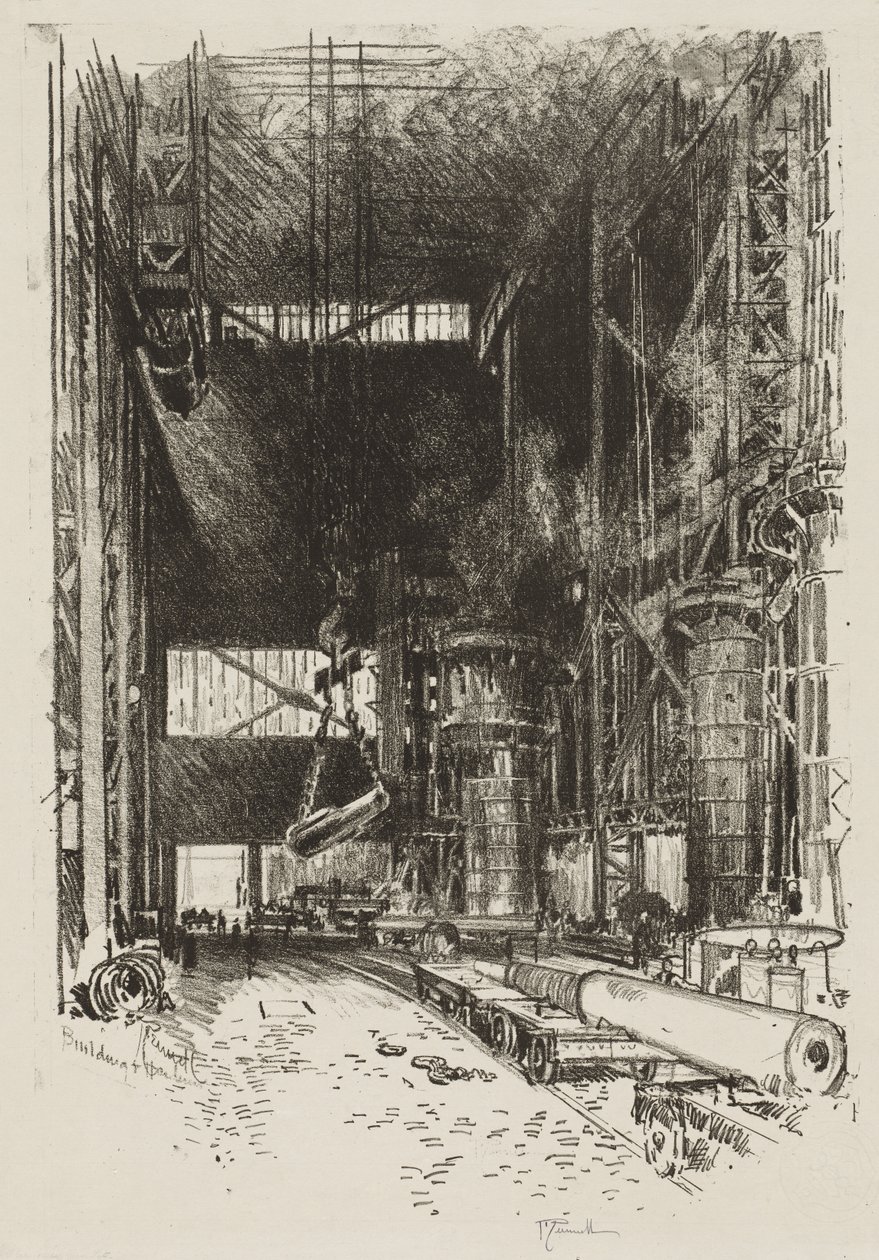 Anglické válečné dílo: The New Gun Pit od Joseph Pennell