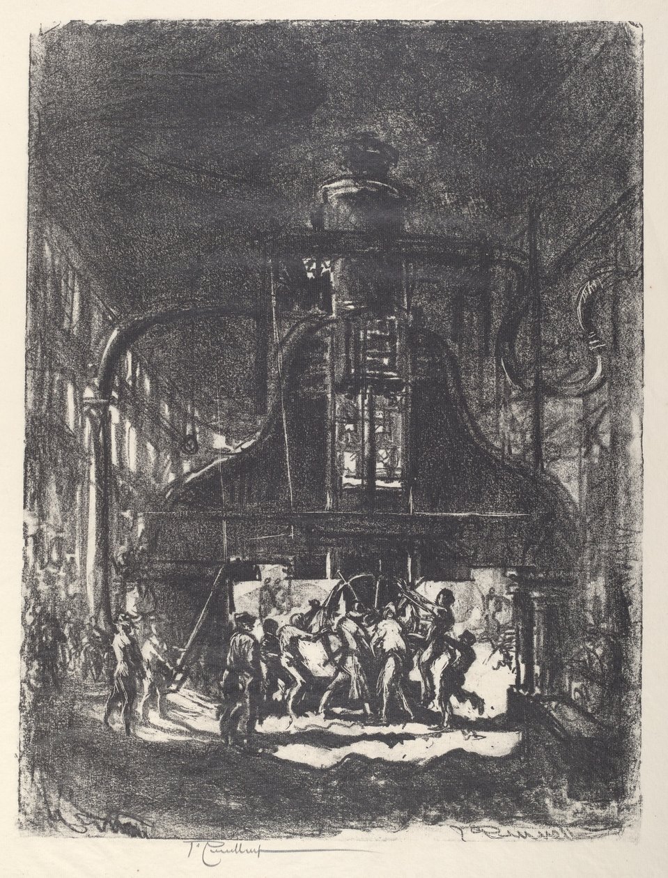 Forging Shells, The Slaves of the Wheel, 1917. od Joseph Pennell